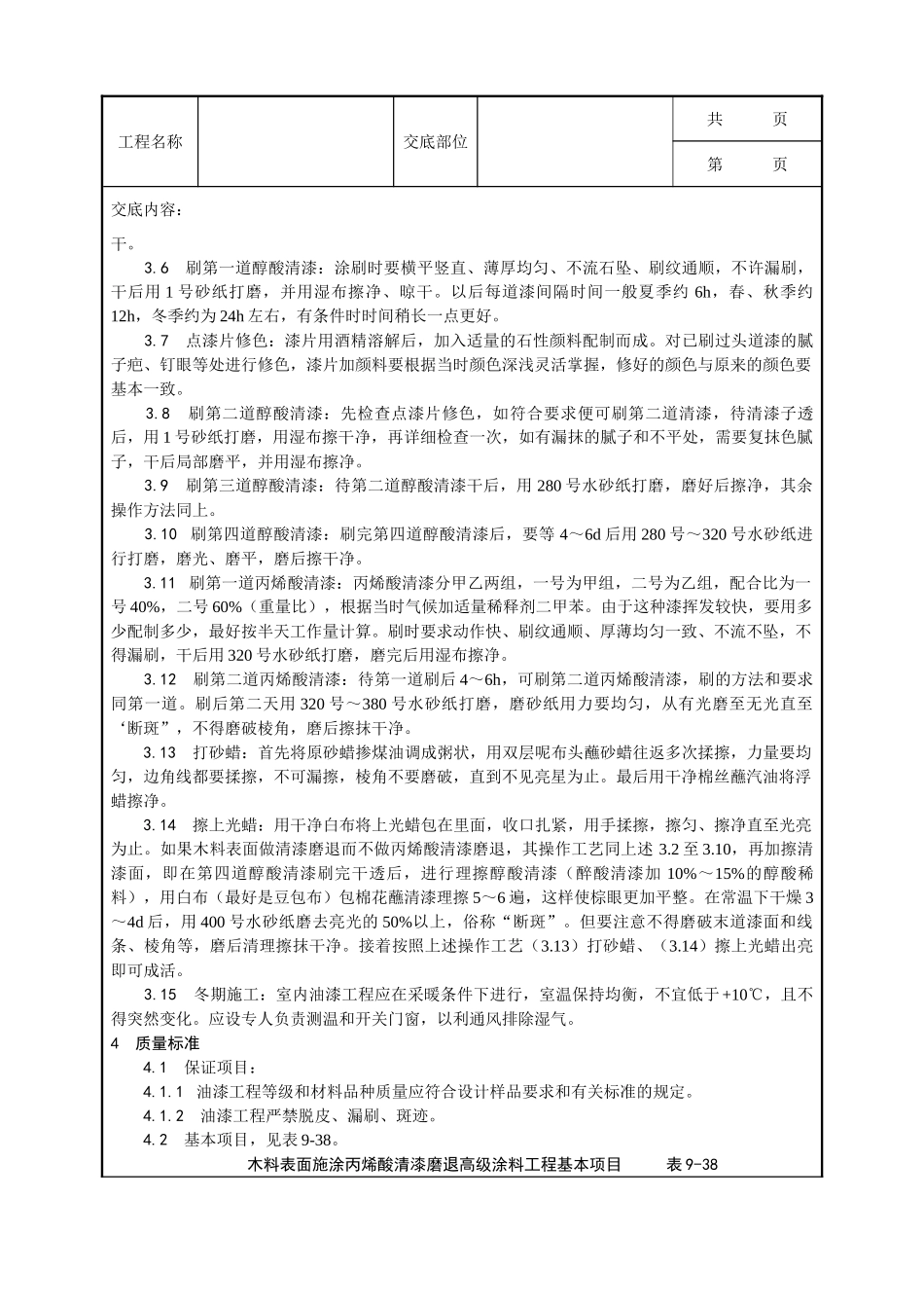全套建筑工程、安装工程施工技术交底及安全交底-031_木料表面施涂丙烯酸清漆磨退施工工艺.doc_第2页