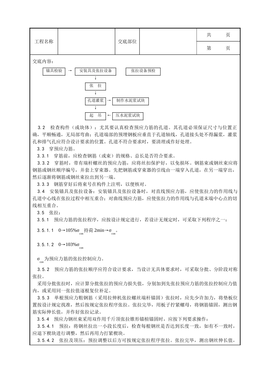 全套建筑工程、安装工程施工技术交底及安全交底-034_预应力后张法张拉施工工艺.doc_第2页