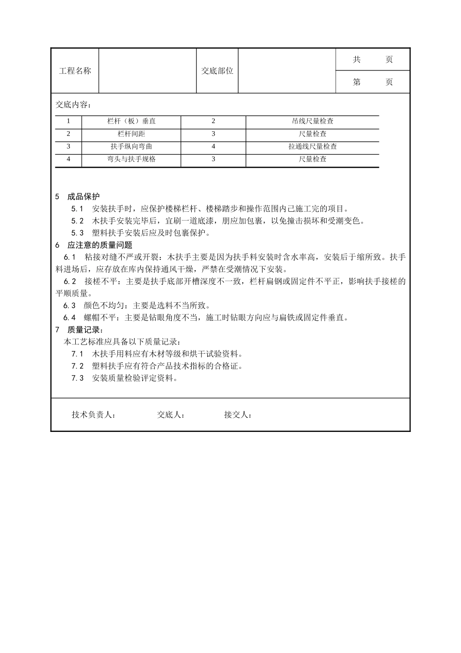 全套建筑工程、安装工程施工技术交底及安全交底-042_楼梯扶手安装工艺.doc_第3页