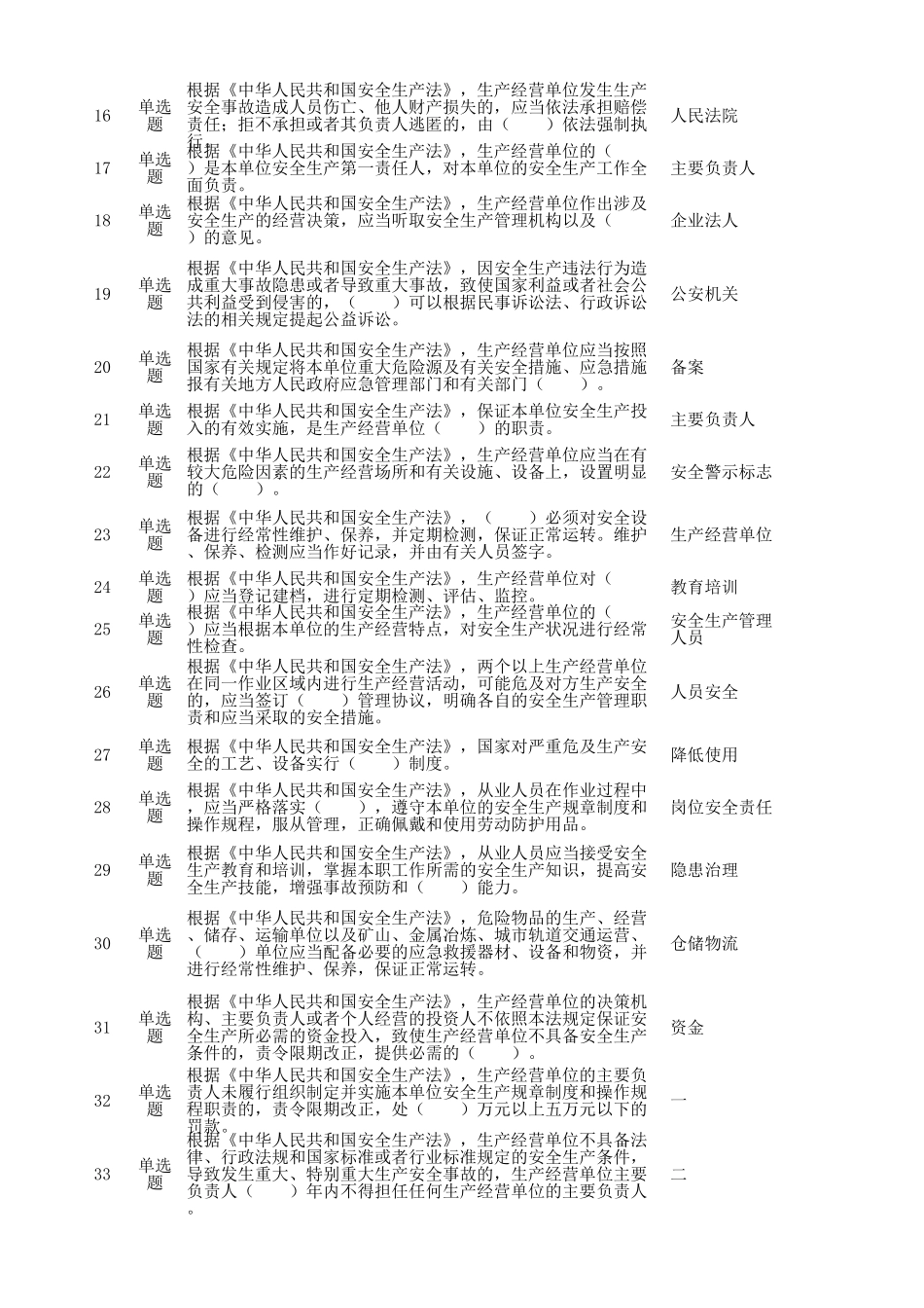 综合类专职安全生产管理人员（C3）模拟练习题北京市建委安全员考试题库.xls_第2页