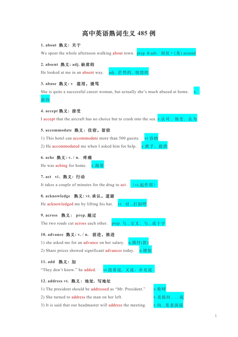 高中英语熟词生义485例(精校版).pdf_第1页