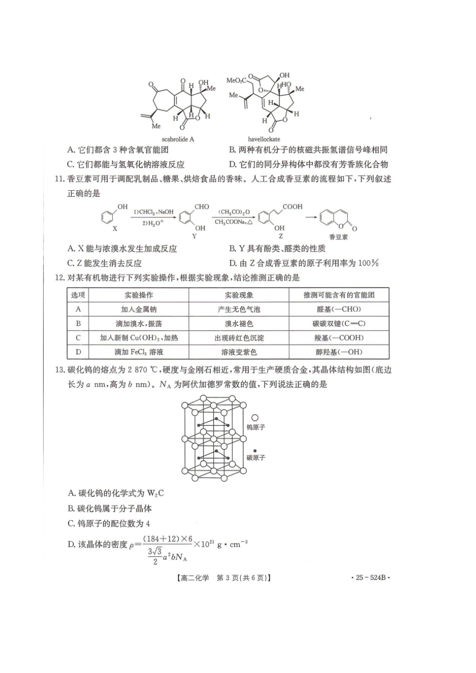 河北省邢台市2024-2025学年高二下学期7月期末测试化学.docx_第3页