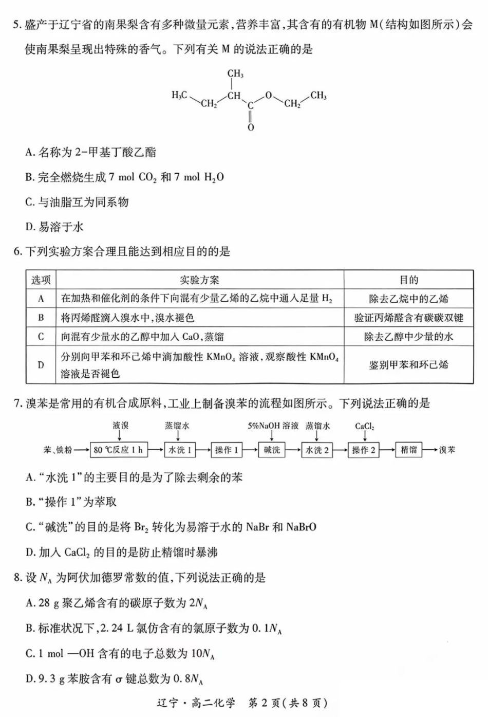 化学试卷+答案【黑吉辽蒙卷】【高二下期末考】辽宁省2024-2025学年度（下）重点高中联合体高二年级期末检测(7.8-7.9).pdf_第2页