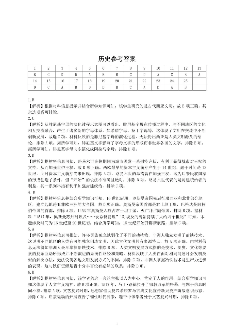 历史试卷答案【安徽卷】【高一下期末考】​安徽省智学联考2024-2025学年高一下学期7月期末考试(7.3-7.4).pdf_第1页