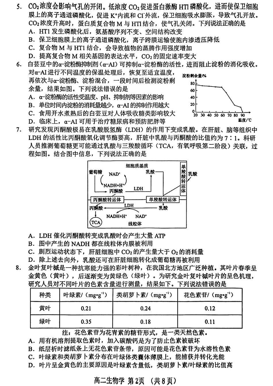 生物-山东省淄博市2026届第二学期高二教学质量检测.pdf_第2页