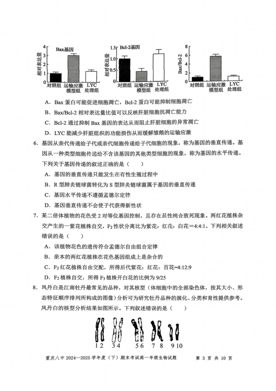 生物试卷【Top50强校】【重庆卷】【高一下期末考】重庆市重庆八中2024-2025学年度（下）高一年级期末考试(7.7-7.8).pdf_第3页