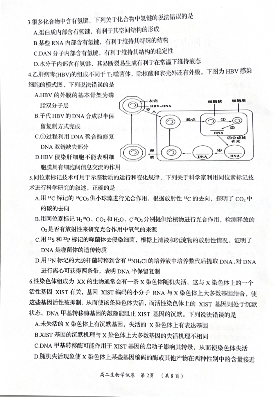 生物试卷【湖南卷】【高二下期末考】湖南省岳阳市2025年高二下学期期末教学质量监测（7.4-7.6）.pdf_第2页