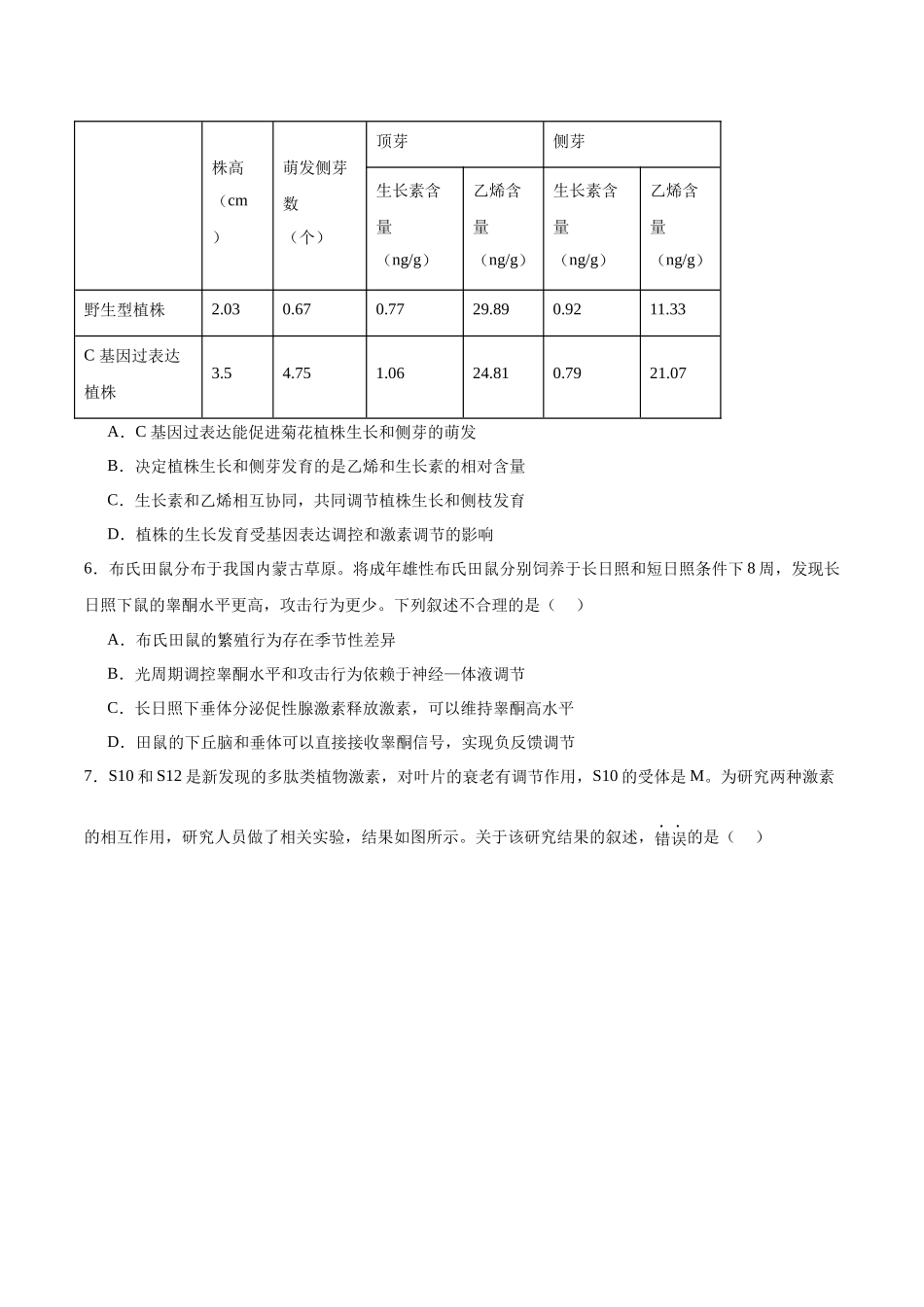 生物试题卷+答案【百强校】【安徽卷】【高二下期末考】安徽合肥一六八中学2024-2025学年2023级高二下学期期末考试（7.10左右)）.docx_第2页