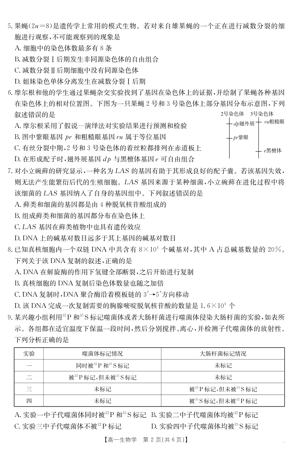 生物学试卷【新疆卷】【高一】新疆金太阳2024-2025学年高一下学期7月联考试卷（金太阳25-584A）（7.7-7.8）全科试卷+答案.pdf_第2页
