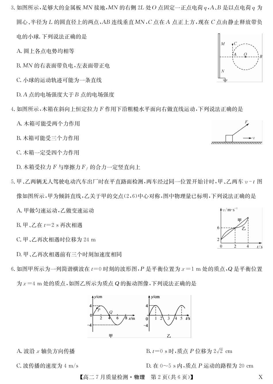 物理（X）试卷【江西卷】【高二】江西省九师联盟2025年高二下学期7月质量检测(7.24-7.25).pdf_第2页