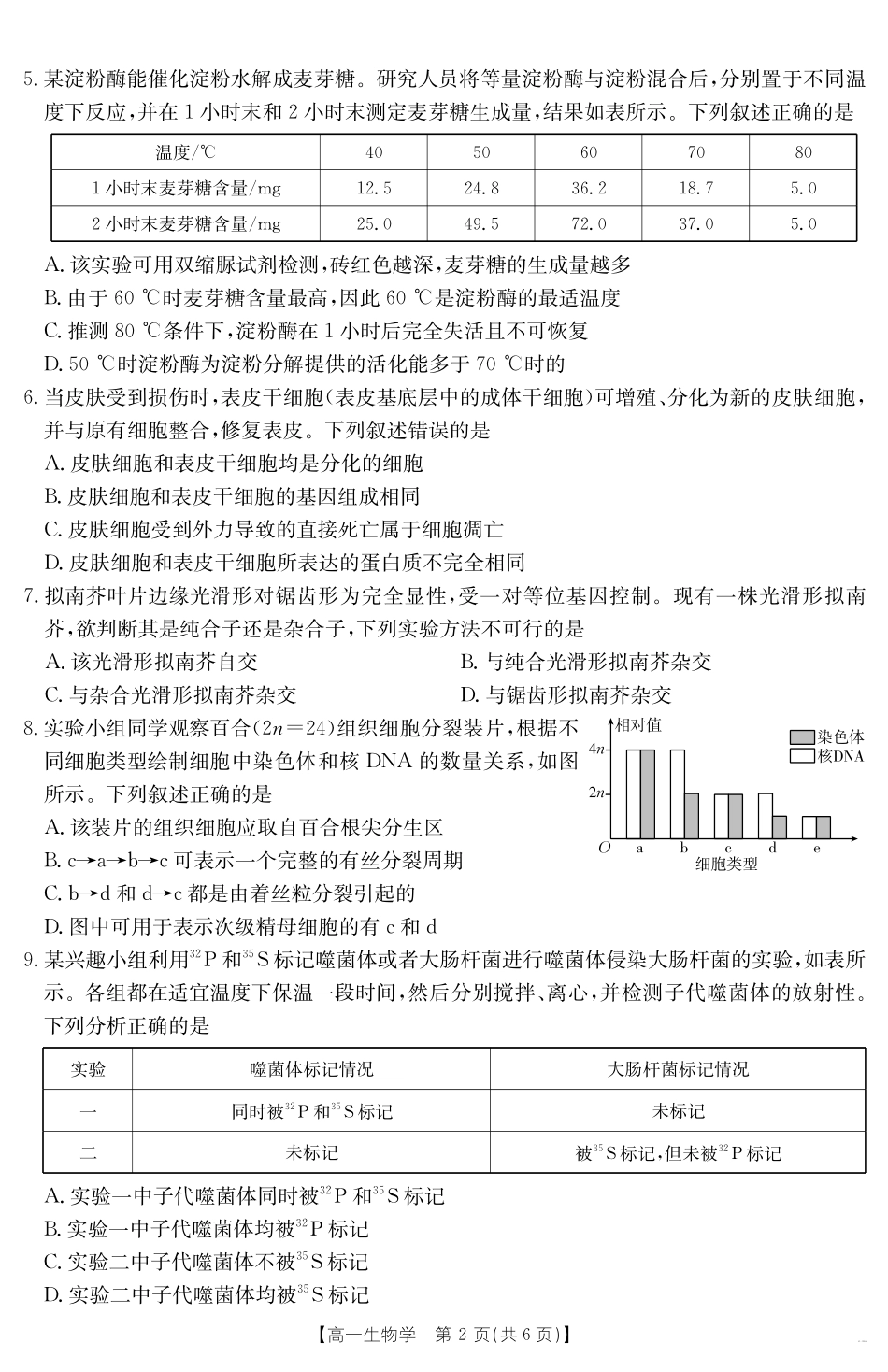 云南省曲靖市陆良县2024-2025学年高一下学期期末考试生物学.pdf_第2页