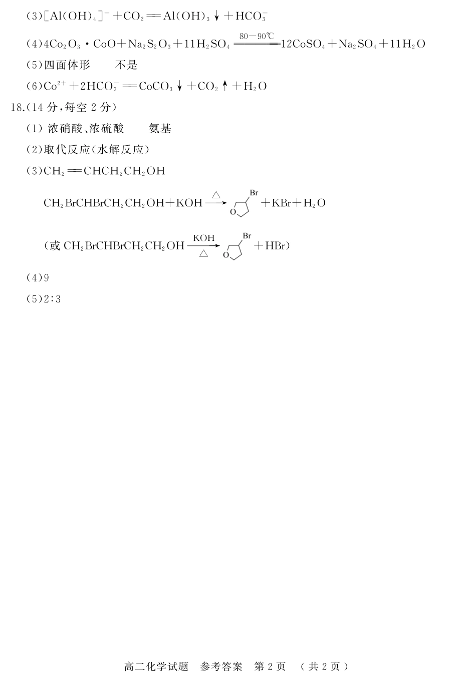 驻马店市2024~2025学年度第二学期期末质量监测化学答案.pdf_第2页