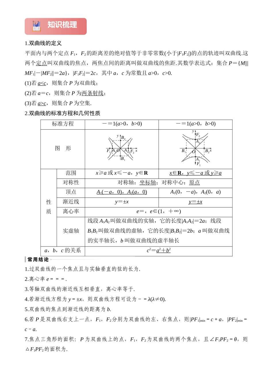 2025年高考数学一轮复习讲义之专题48 双曲线原卷版.docx_第2页