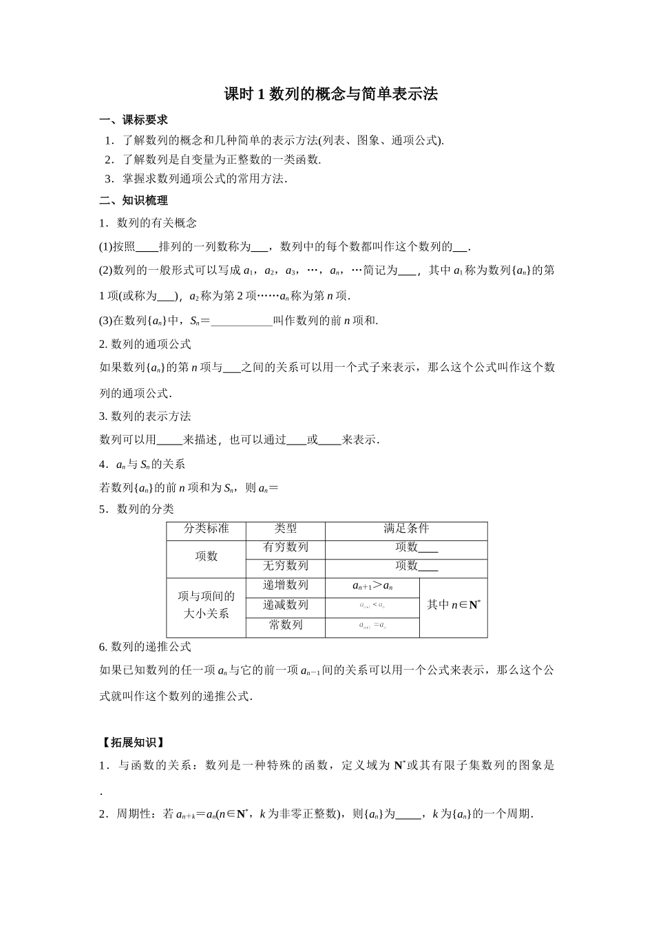 第六章 课时(基础练习) 数列的概念与简单表示法((基础练习)).doc_第1页
