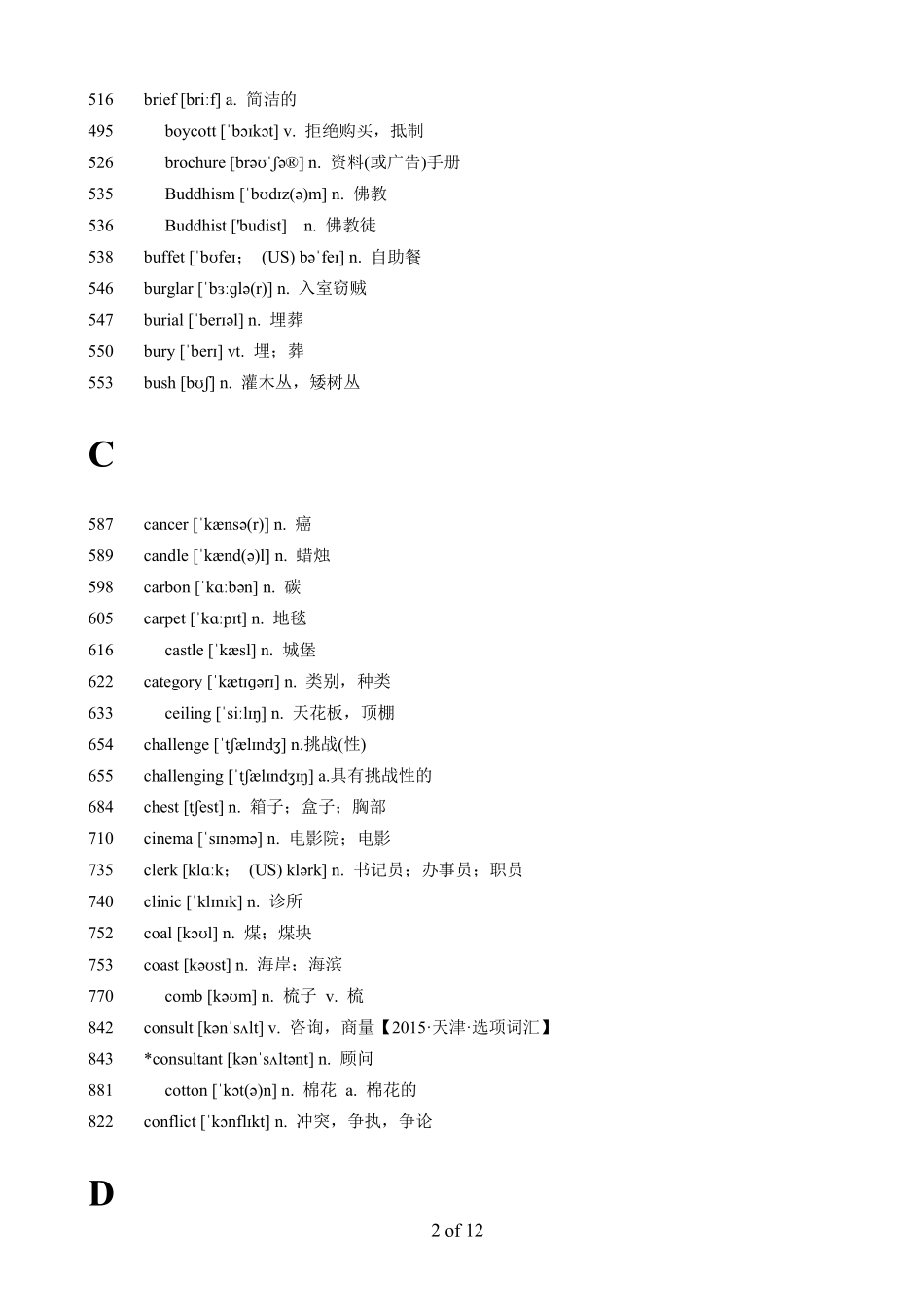高考英语需自行背诵的大纲词汇（内有原因）（338词）.pdf_第2页