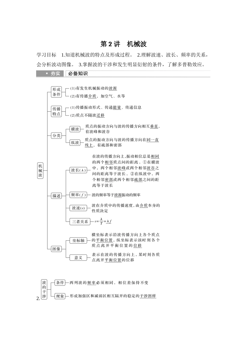 2026版步步高高考物理大一轮复习第2讲　机械波.docx_第1页
