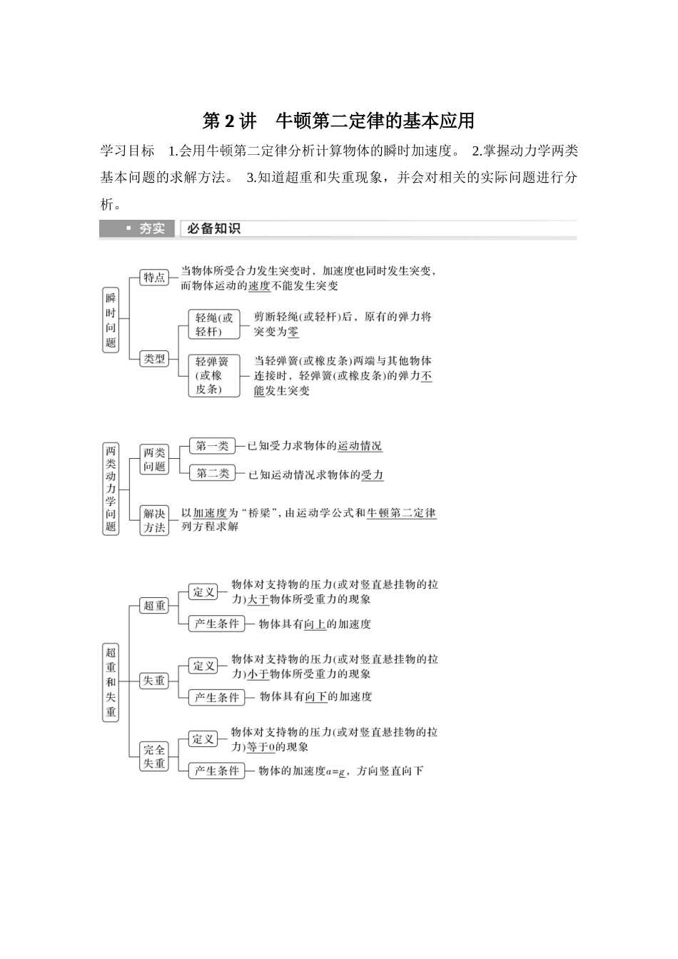 2026版步步高高考物理大一轮复习第2讲　牛顿第二定律的基本应用.docx_第1页