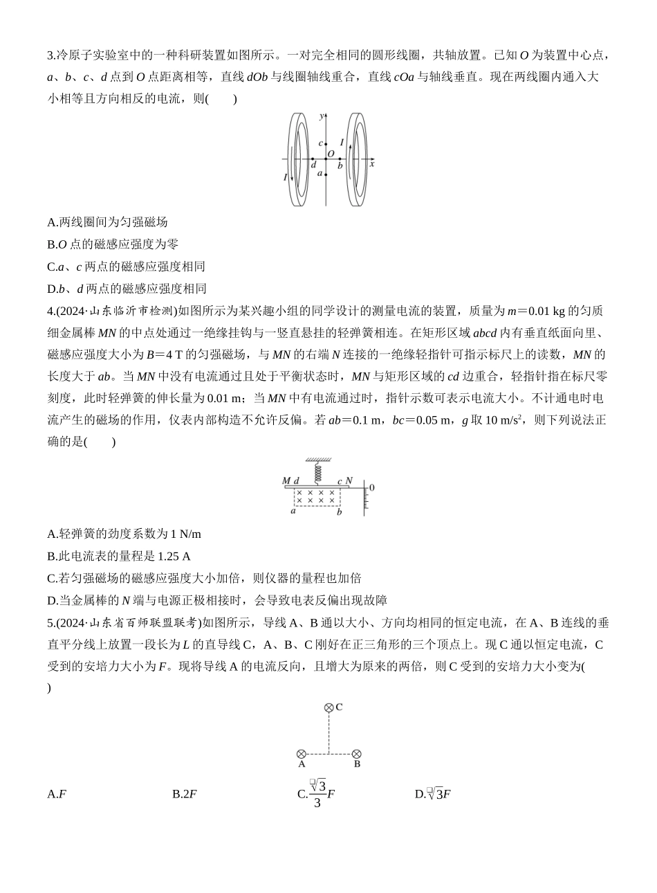2026版步步高高考物理大一轮复习第十一章　第57练　磁场及其对电流的作用.docx_第2页
