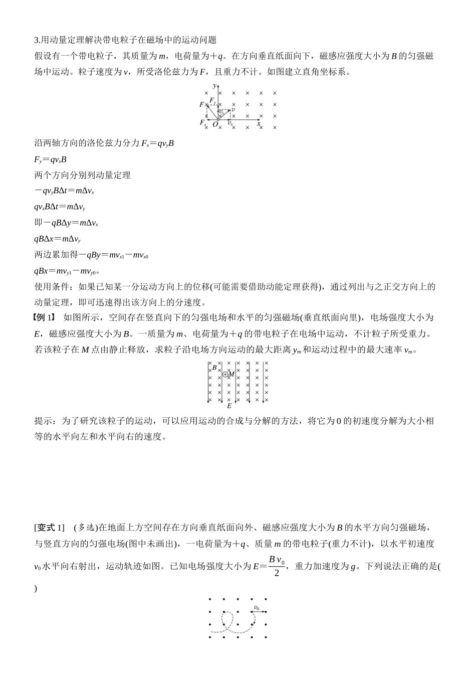 2026版步步高高考物理大一轮复习第十一章　第64课时　专题强化：复合场中的摆线问题　动量定理在磁场中的应用 .docx_第2页