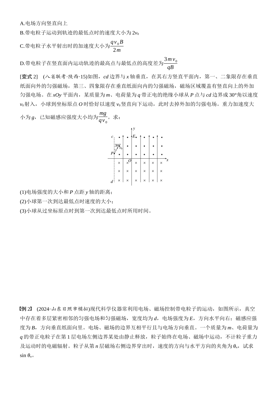 2026版步步高高考物理大一轮复习第十一章　第64课时　专题强化：复合场中的摆线问题　动量定理在磁场中的应用 .docx_第3页
