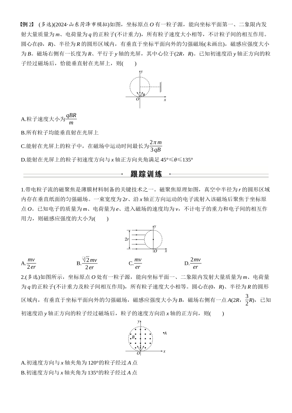 2026版步步高高考物理大一轮复习第十一章　微点突破8　磁聚焦　磁发散(1).docx_第2页