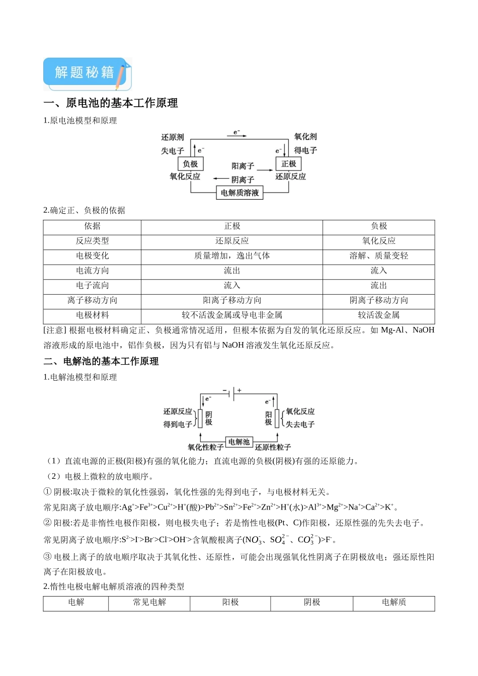 备战高一高二高三高考化学临考题号押题（广东卷）-押广东卷第9-10题 原电池、电解池的基本工作原理  价类二维图（原卷版）.docx_第3页