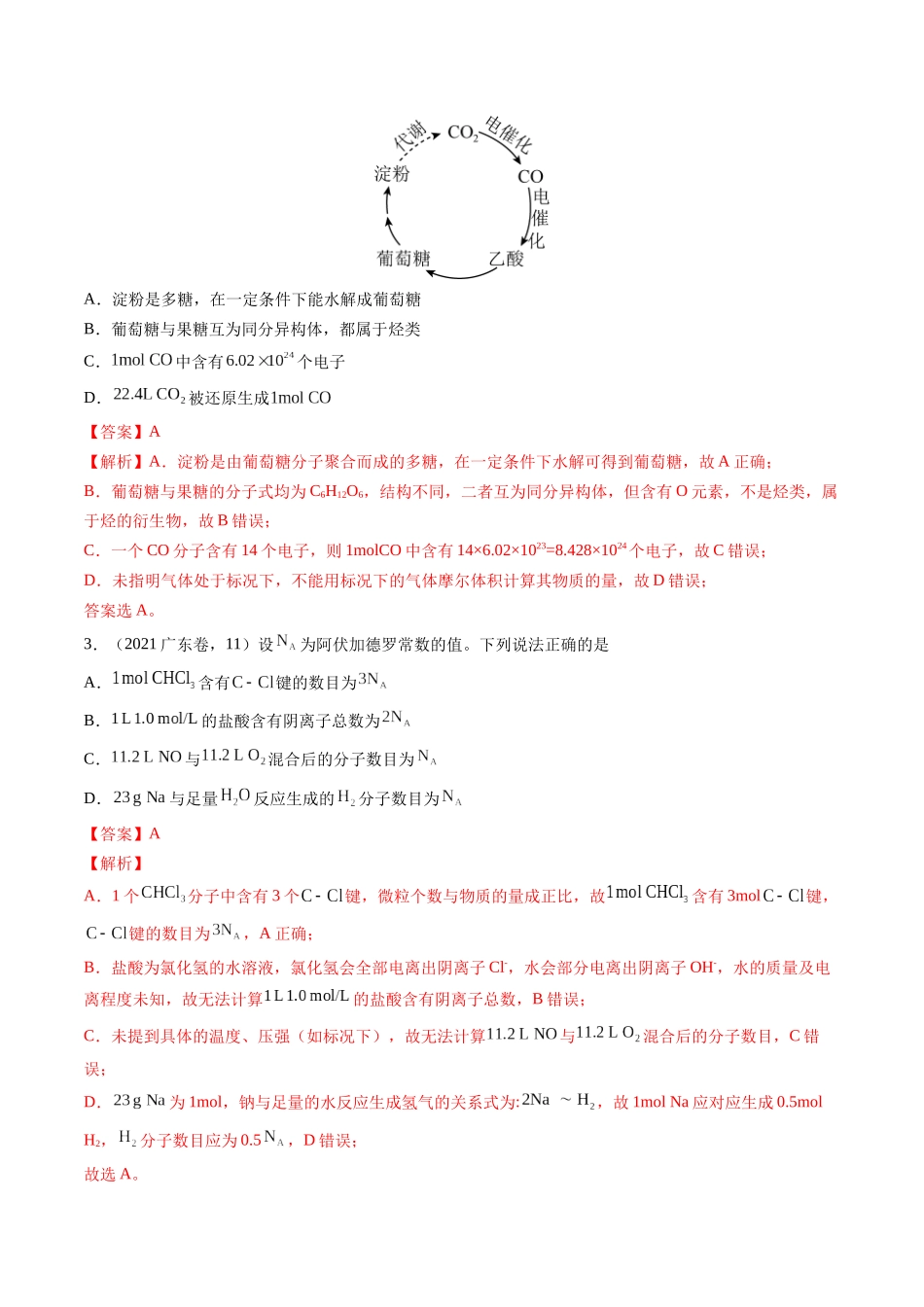 备战高一高二高三高考化学临考题号押题（广东卷）-押广东卷第11题 阿伏加德罗常数 化学反应机理图（解析版）.docx_第2页
