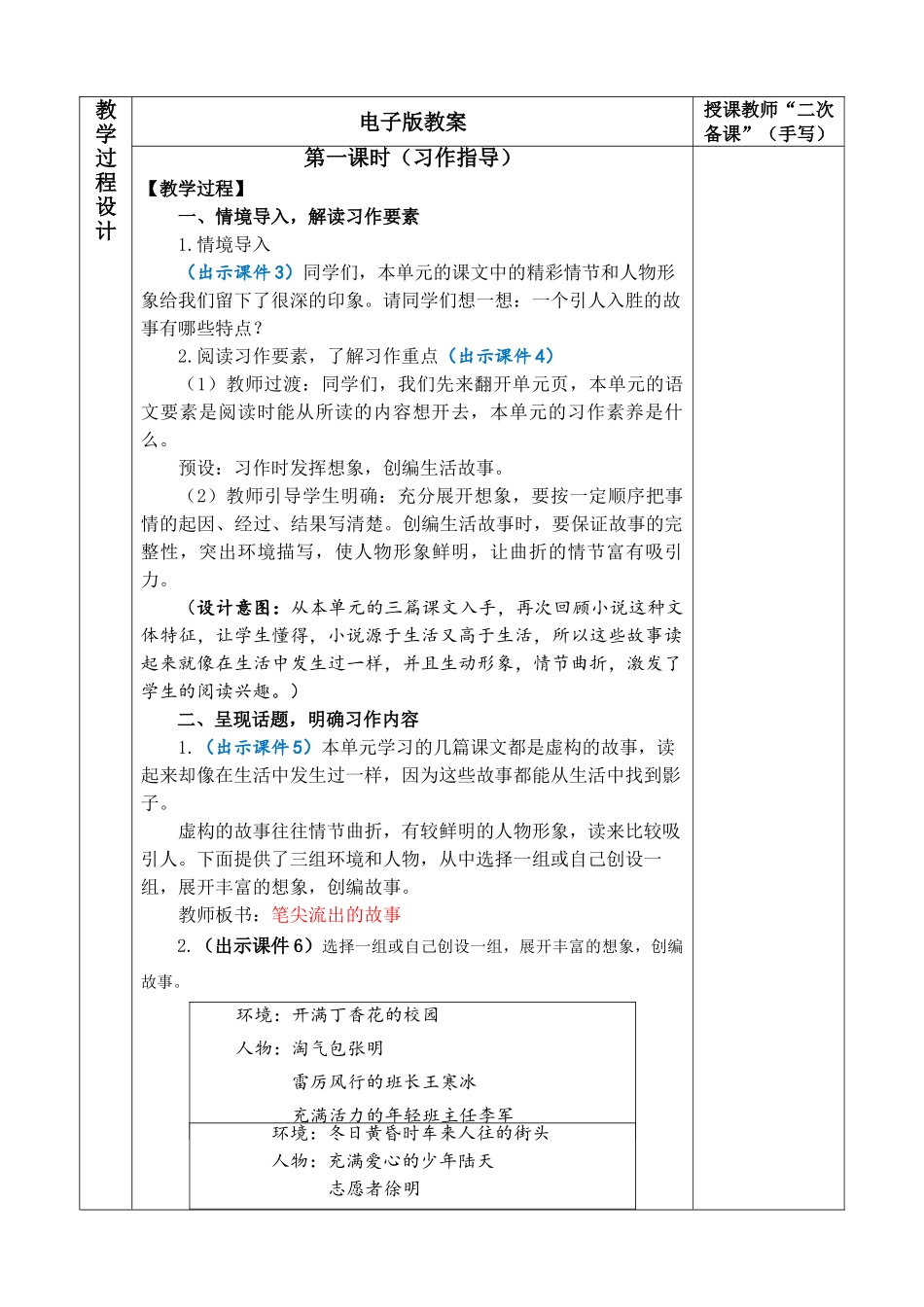 24人教统编版-小学六年级上册第四单元习作：笔尖流出的故事 教案.doc_第2页
