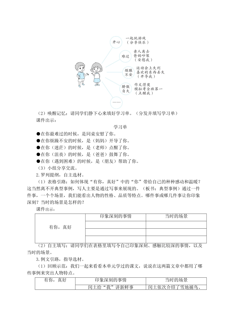 （24人教统编版）小学六年级语文上册第八单元习作：有你，真好  教案.doc_第2页