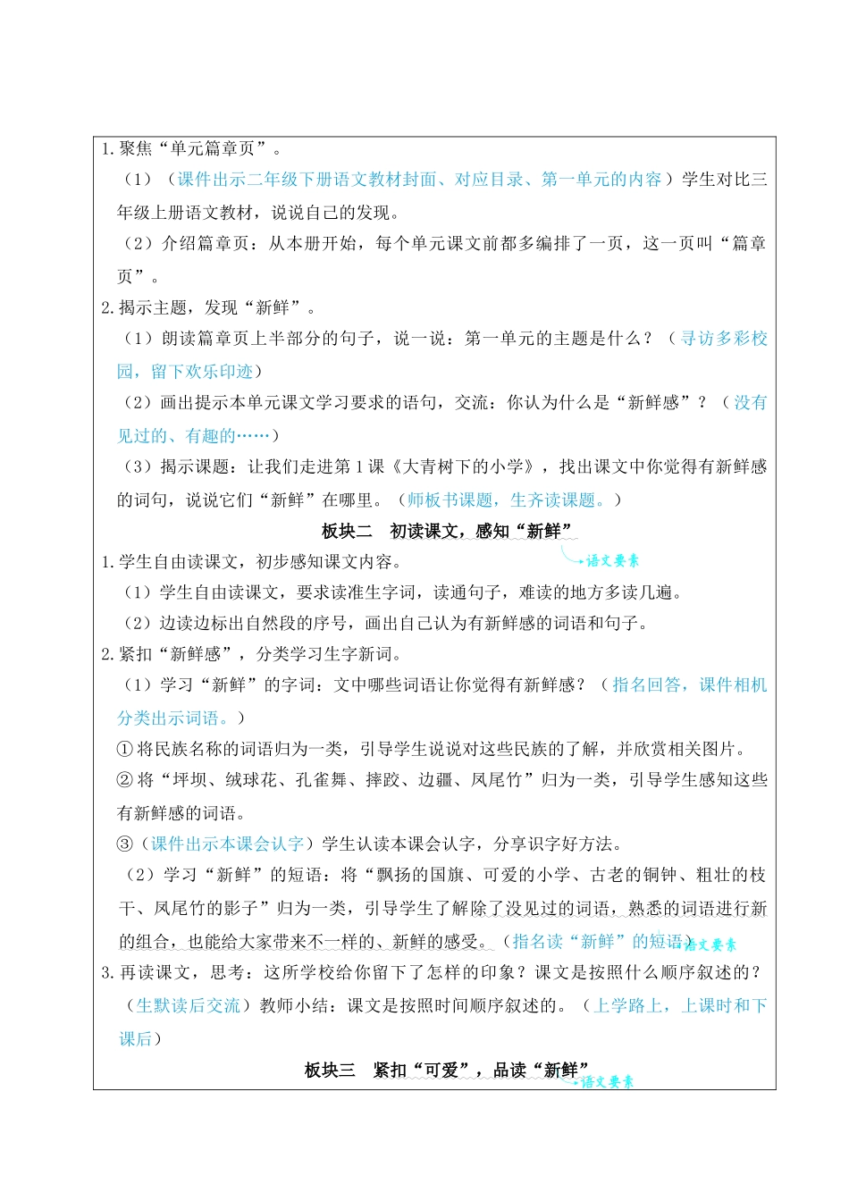25秋统编版小学语文三年级上册第一单元1 大青树下的小学【教案】.doc_第3页