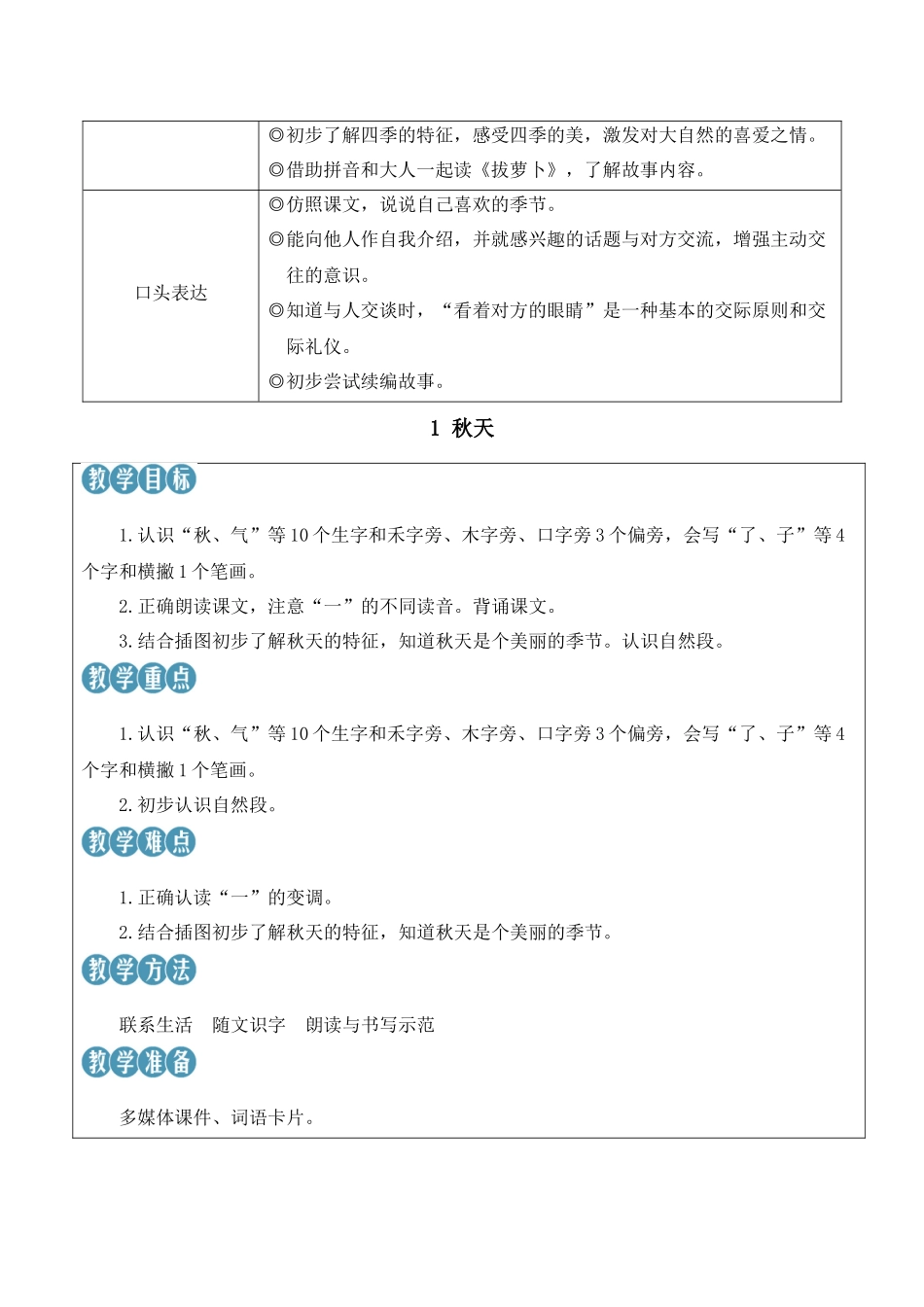 （25秋）人教统编版小学语文一年级上册1 秋天【教案】.docx_第2页