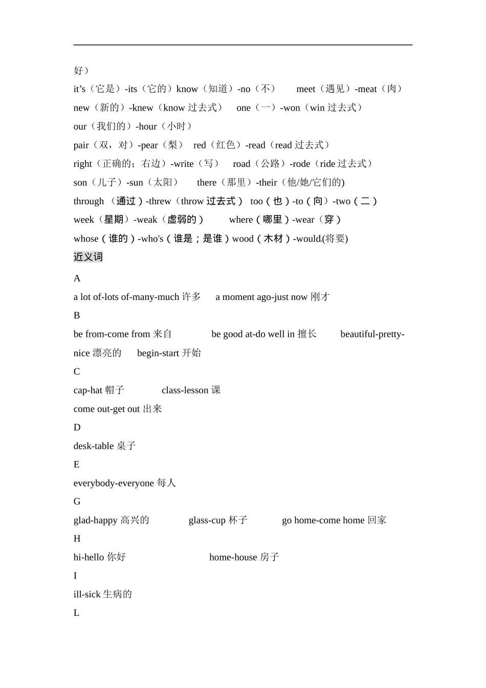 人教版新教材小学英语常见缩略词、同音词、近义词和反义词.docx_第2页