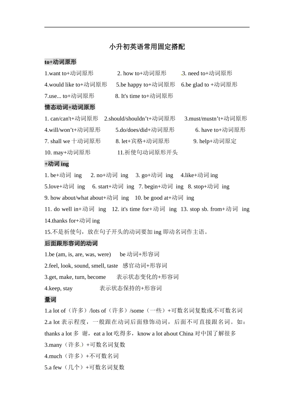人教版新教材小学英语常用固定搭配总结.docx_第1页