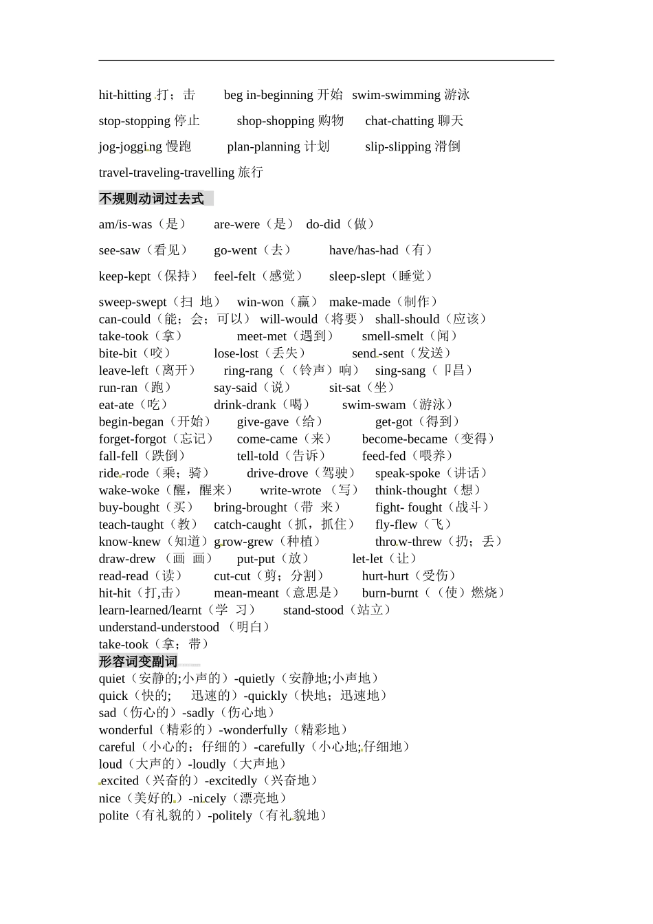 人教版新教材小学英语动词时态变化及形容词变副词.docx_第2页