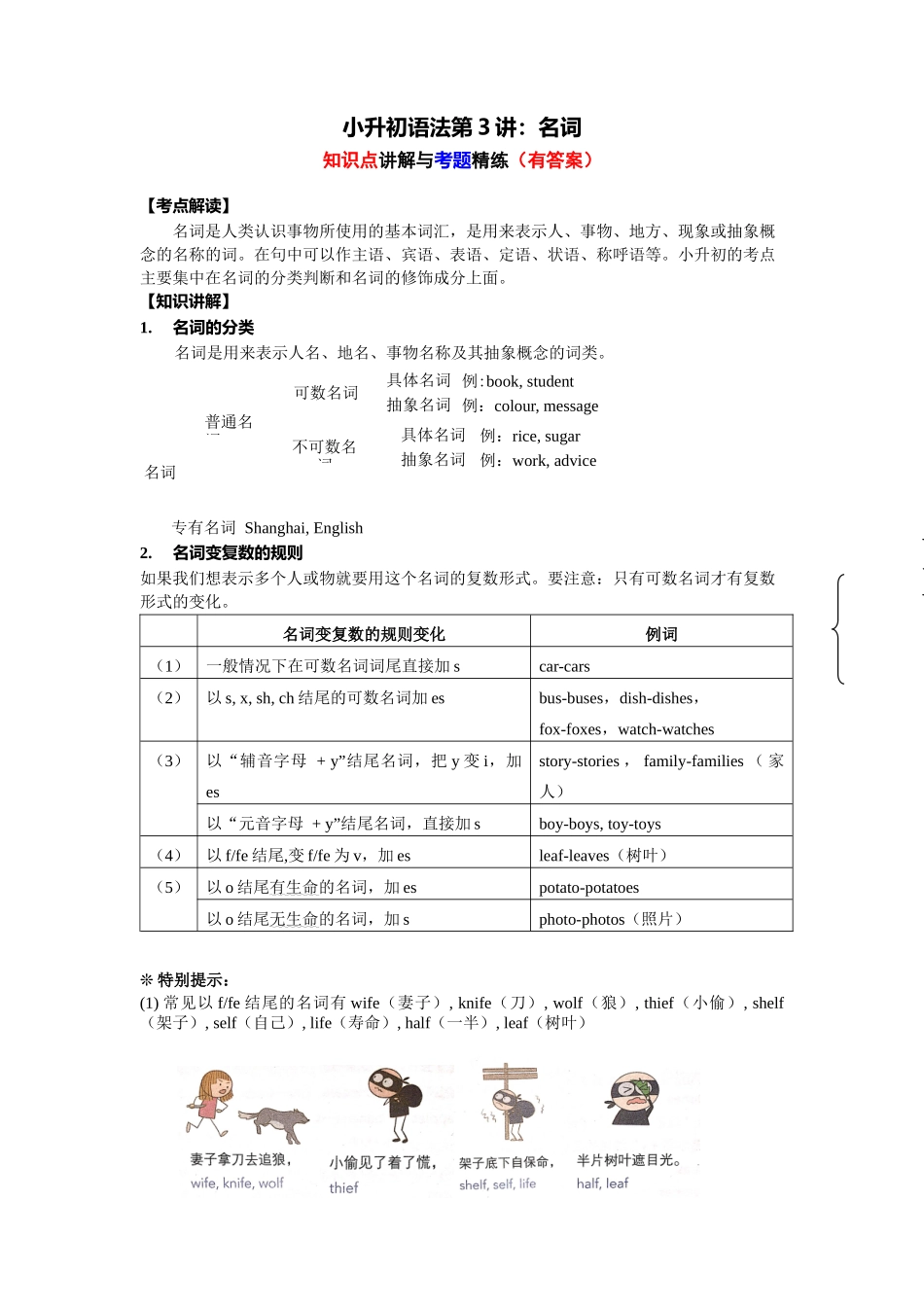 （2025-2026学年）小学英语语法知识点讲解与考题精练第3讲：名词的数（附详细解析）.docx_第1页
