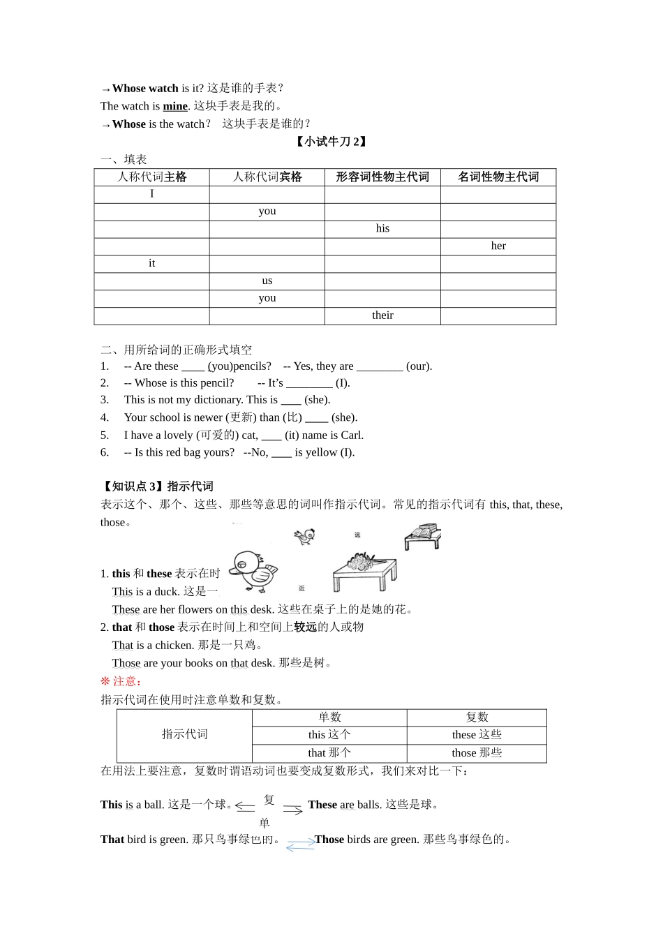 （2025-2026学年）小学英语语法知识点讲解与考题精练第6讲：代词（一）（附详细解析）.docx_第3页
