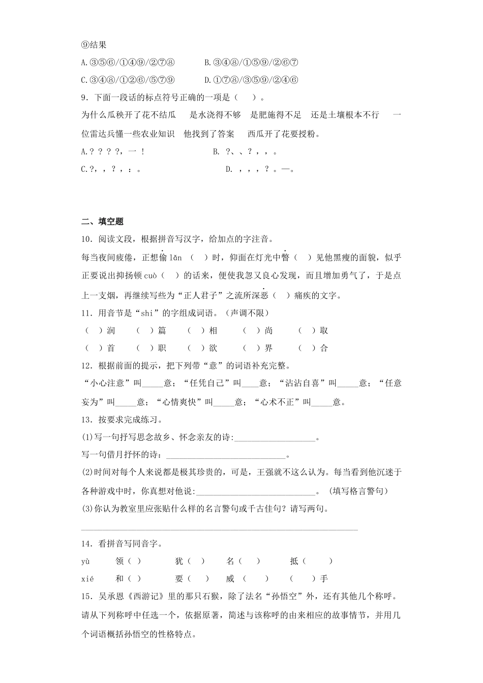 2025六年级小升初语文专项训练-总复习5（24P 详细解析）.docx_第2页