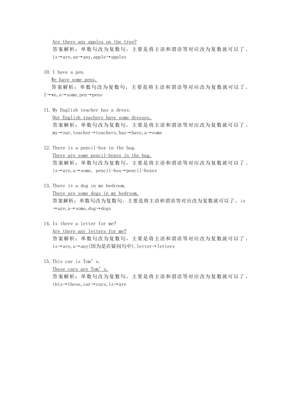 2025届小学英语语法讲与练026单数句变复数句（附答案）.doc_第2页