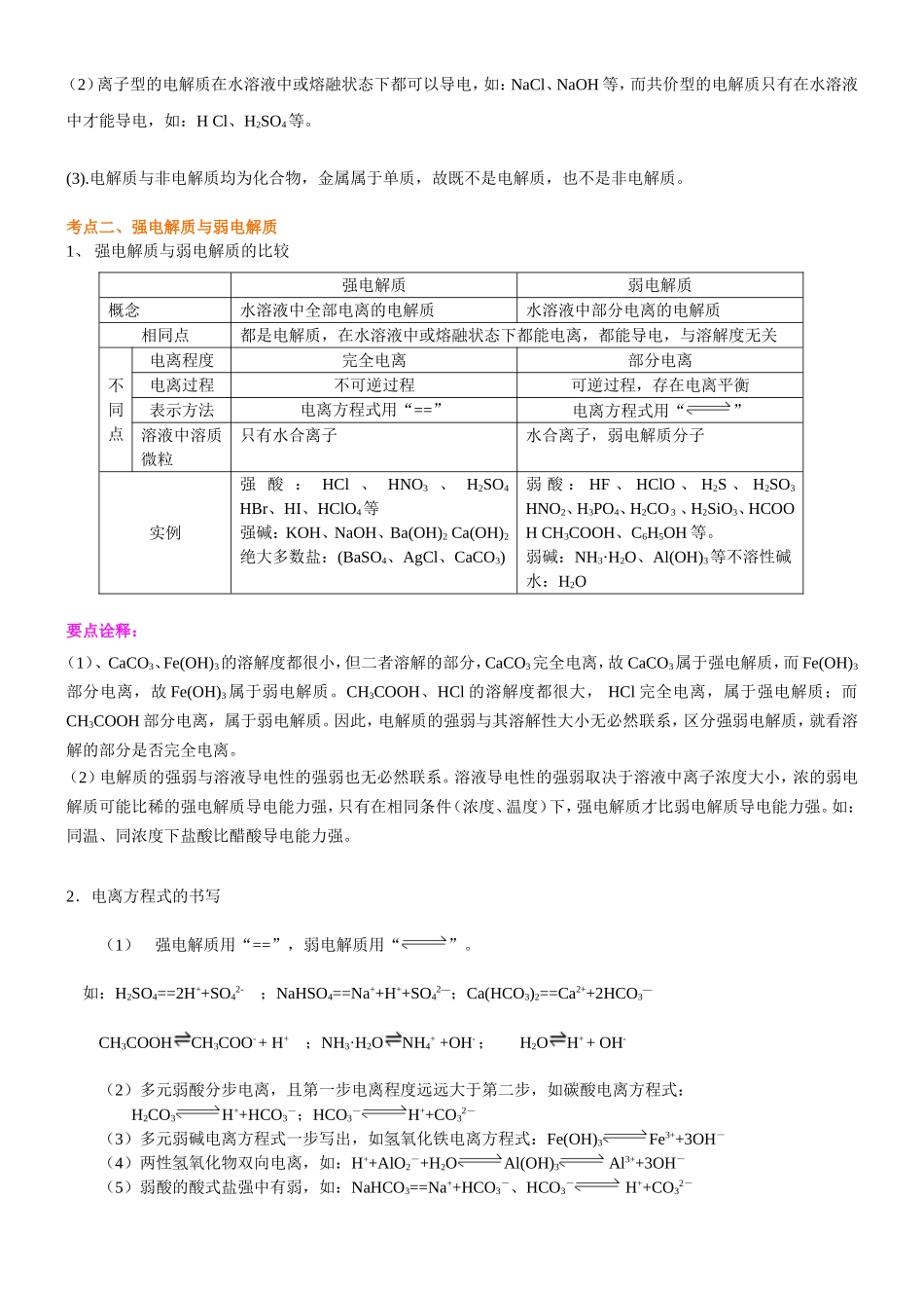（通用）2026高考化学重难点系列讲义：《弱电解质的电离》的核心知识(提高)+巩固练习附解析.doc_第2页