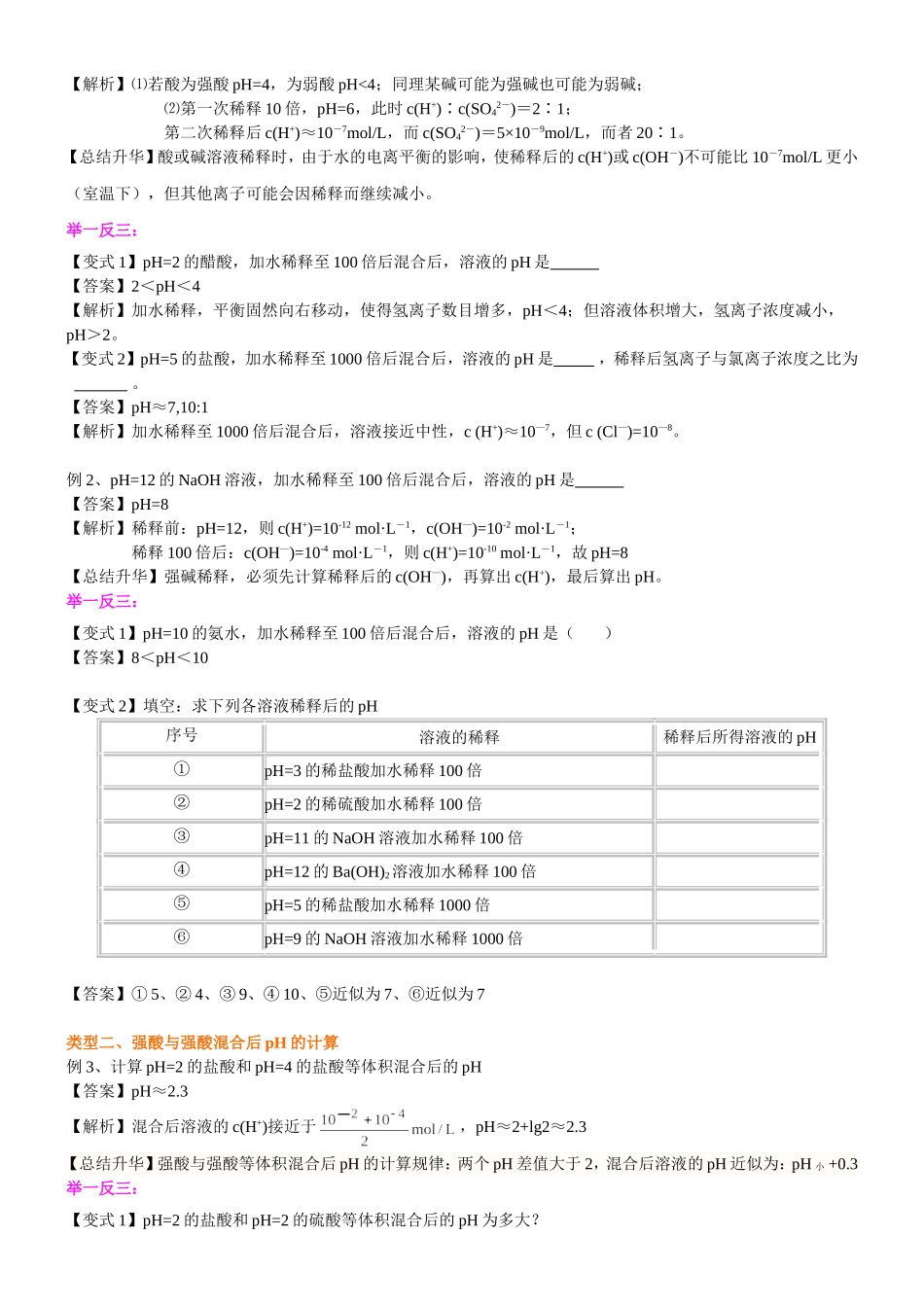 （通用）2026高考化学重难点系列讲义：《水的电离平衡、pH计算》解题指导(提高)+巩固练习附解析.doc_第2页