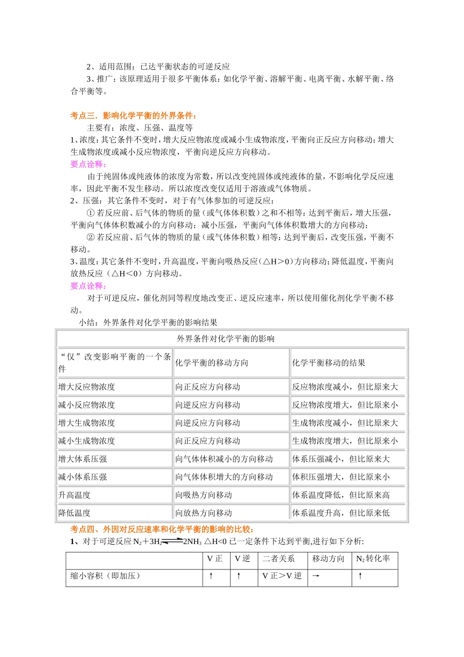 （通用）2026高考化学重难点系列讲义：化学平衡移动(基础)+巩固练习附解析.doc_第2页