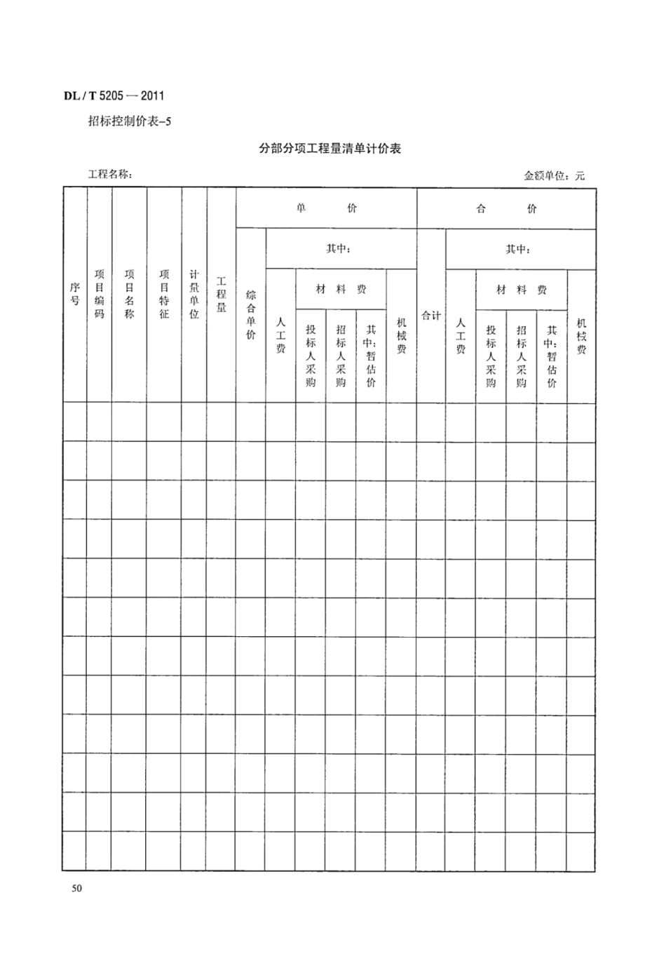 DLT 5205-2011 电力建设工程工程量清单计价规范 输电线路工程_57-63.pdf_第2页