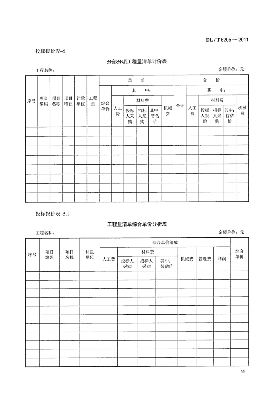 DLT 5205-2011 电力建设工程工程量清单计价规范 输电线路工程_71-77.pdf_第3页