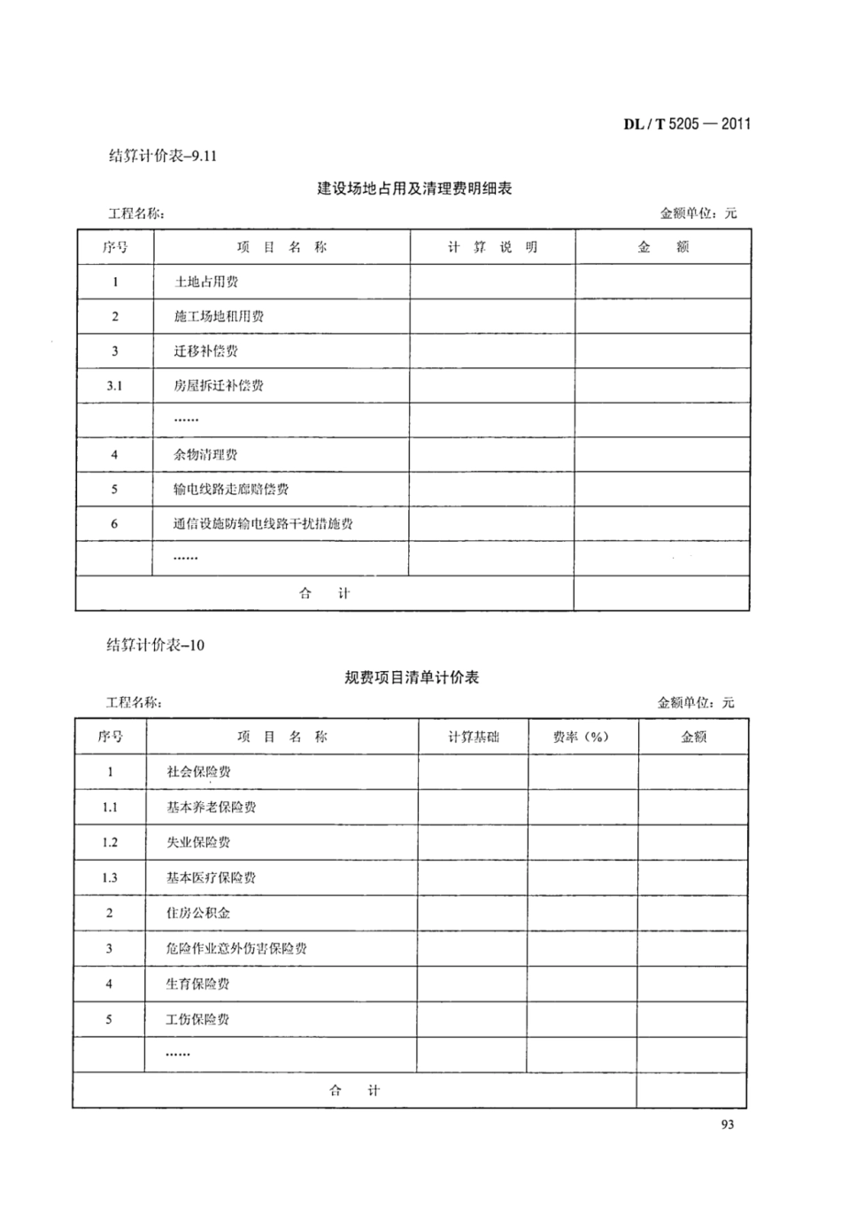 DLT 5205-2011 电力建设工程工程量清单计价规范 输电线路工程_99-105.pdf_第3页