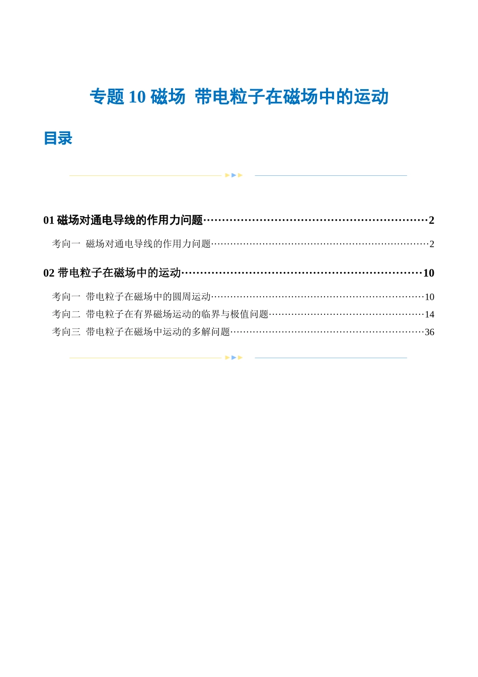 2024年高考物理二轮复习讲练测（新教材新高考）-专题10 磁场 带电粒子在磁场中的运动（练习）（解析版）.docx_第1页