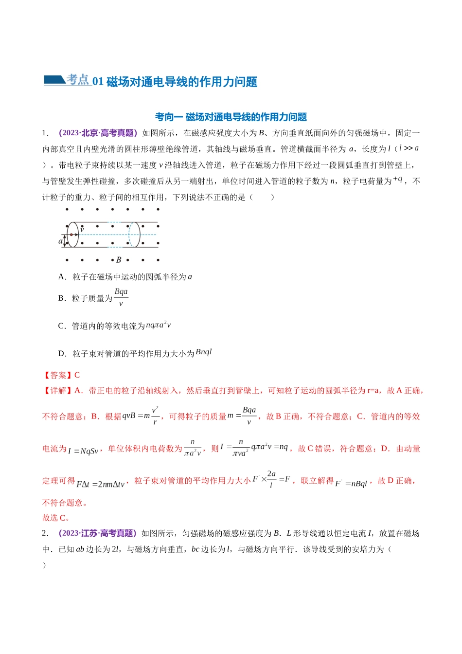 2024年高考物理二轮复习讲练测（新教材新高考）-专题10 磁场 带电粒子在磁场中的运动（练习）（解析版）.docx_第2页