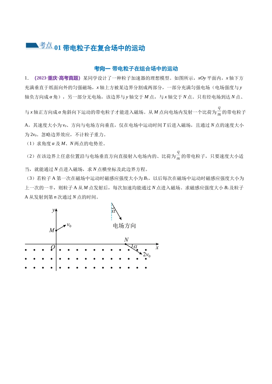 2024年高考物理二轮复习讲练测（新教材新高考）-专题11 带电粒子在复合场中的运动（练习）（原卷版）.docx_第2页