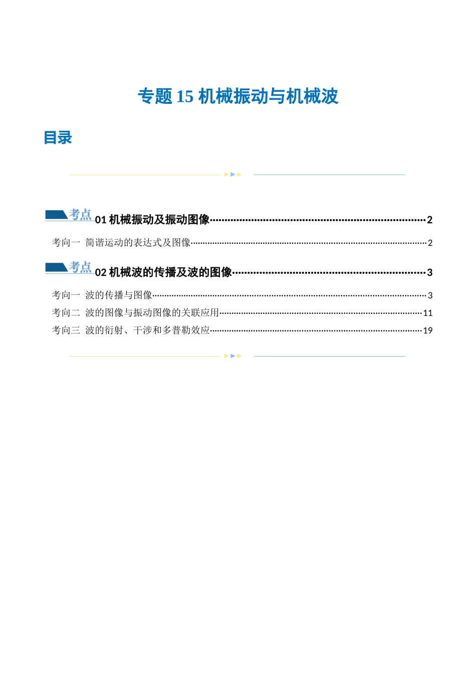 2024年高考物理二轮复习讲练测（新教材新高考）-专题15 机械振动与机械波（练习）（解析版）.docx_第1页