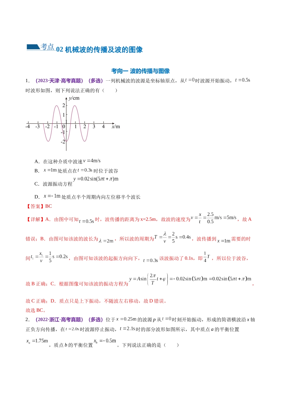 2024年高考物理二轮复习讲练测（新教材新高考）-专题15 机械振动与机械波（练习）（解析版）.docx_第3页