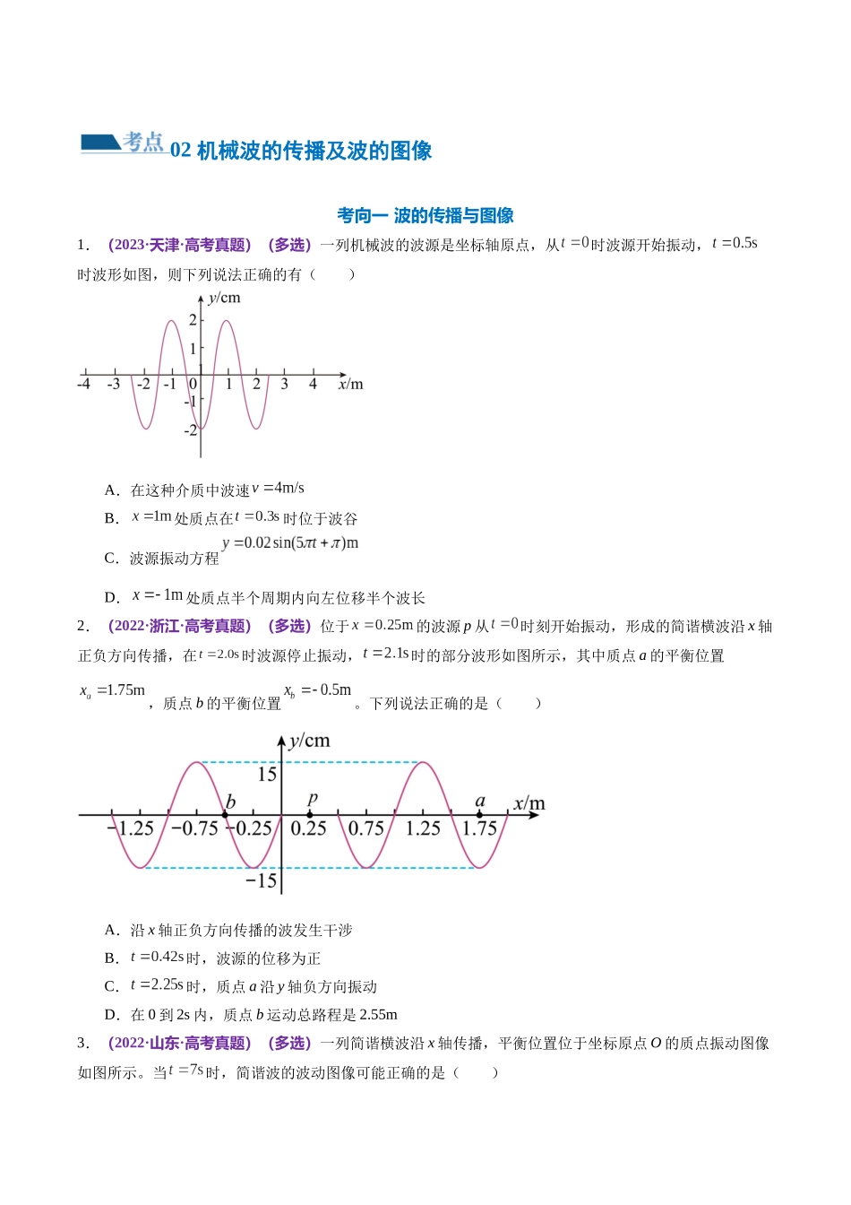 2024年高考物理二轮复习讲练测（新教材新高考）-专题15 机械振动与机械波（练习）（原卷版）.docx_第3页